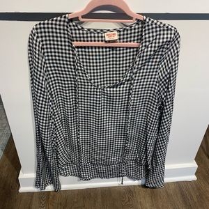 Checkered black and white blouse